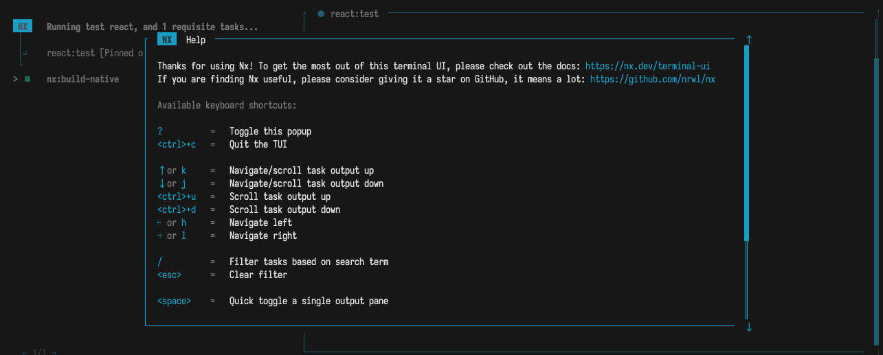 Terminal UI Help