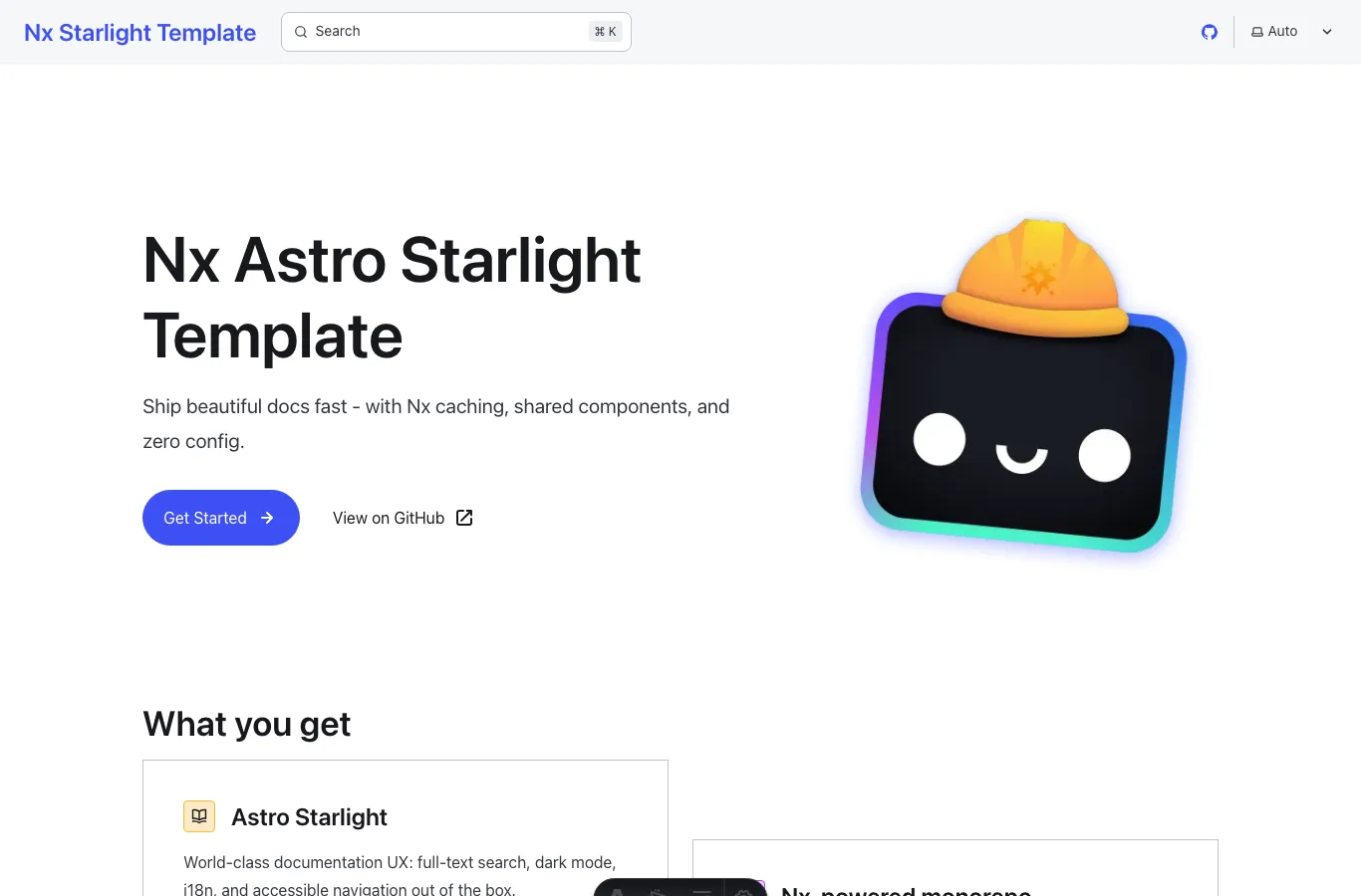 Astro Starlight Docs template preview