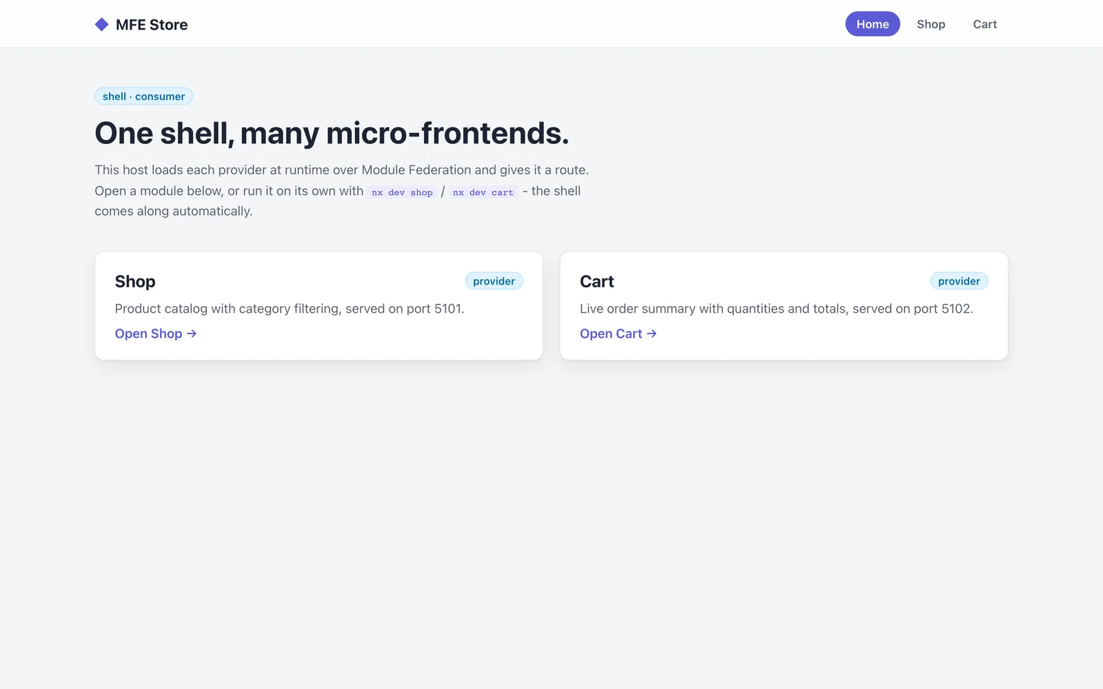 React Module Federation template preview