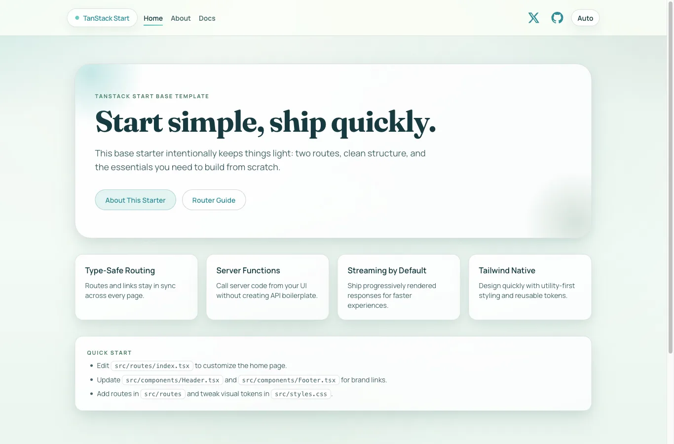 TanStack Start template preview